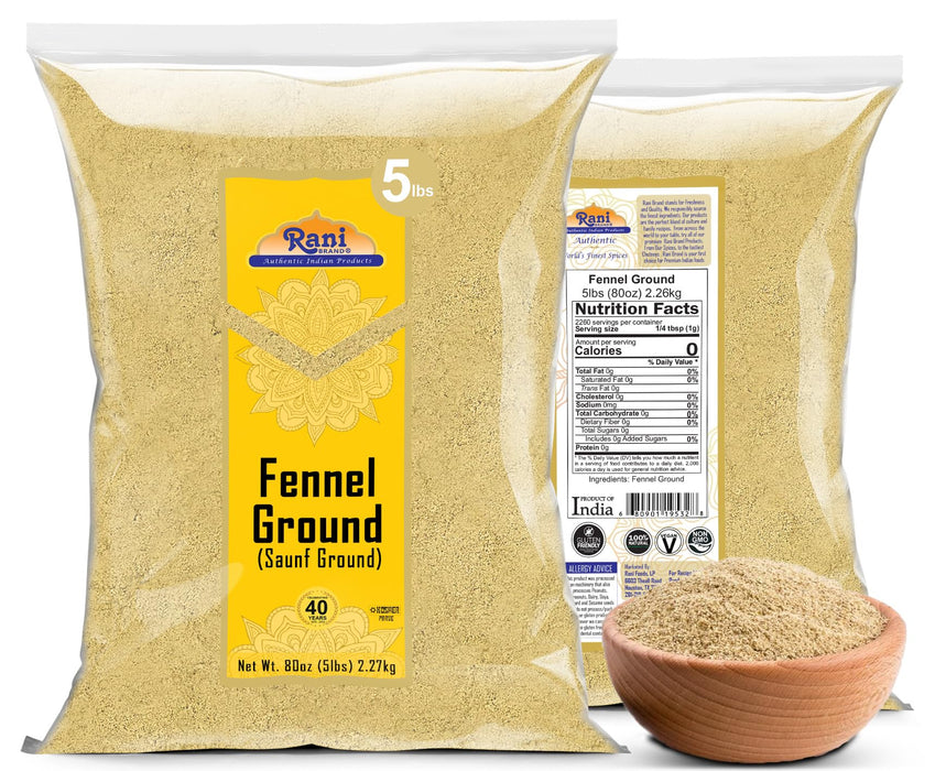 Rani Fennel Ground (Saunf) Powder Spice 80oz (5lbs) 2.27kg Bulk ~ All Natural | Gluten Friendly | NON-GMO | Kosher | Vegan | Indian Origin