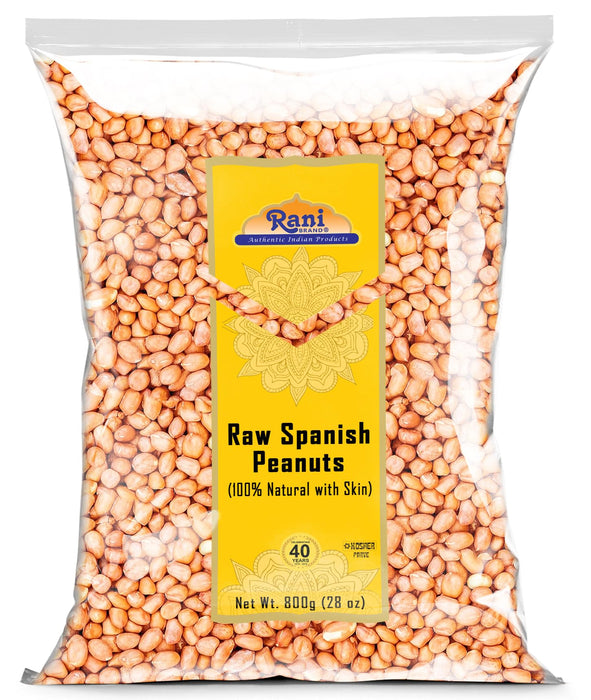 Rani Raw Spanish Peanuts 100% Natural with Skin (uncooked, unsalted) 28oz (1.75lbs) 800g ~ Vegan | Gluten Friendly | Fresh Product of USA | Kosher | Red-brown Skin