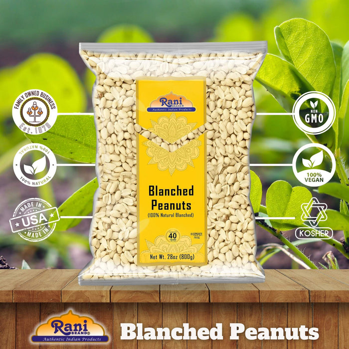 Rani Peanuts Skinless (Blanched, Uncooked) 28oz (800g) ~ All Natural | Vegan | Gluten Friendly | Kosher | Fresh Product of USA ~ Spanish Grade Groundnuts