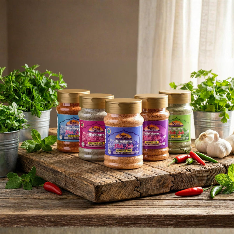 Rani Himalayan Pink Salt Granules 5 in 1 Flavors (Mint, Smokey Garlic, Italian, Pepper, Peri Peri) PET Jar ~ All Natural | Vegan | Gluten Friendly | NON-GMO | Kosher | Indian Origin