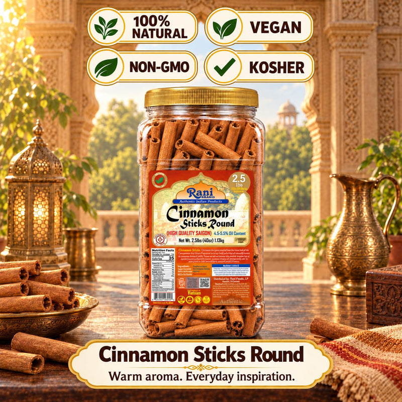 Rani Cinnamon Sticks 40oz (2.5lbs) 1.13kg Bulk PET Jar - 220 -250 Sticks - Strong Aroma, Perfect for Baking, Cooking & Beverages | 3+ Inches Length - Cassia Saigon Cinnamon from Vietnam | Kosher