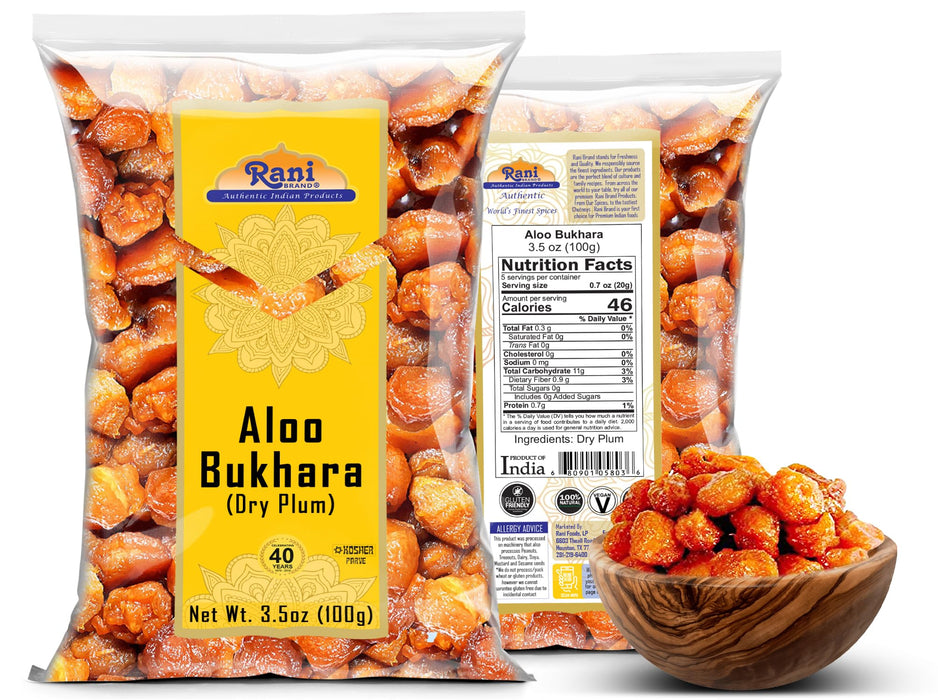 Rani Aloo Bukhara (Dry Plum) 3.5oz (100g) ~ All Natural | Salt Free | Vegan | Gluten Friendly | NON-GMO | Kosher | Indian Origin