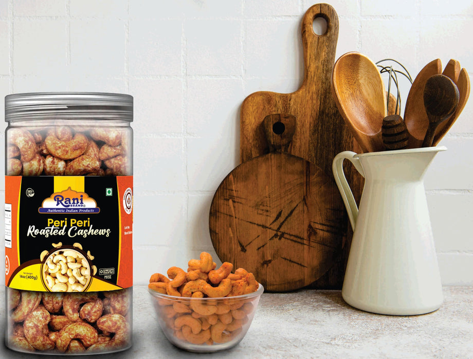 Rani Peri Peri Roasted Cashews 14oz (400g) PET Jar, Non-Fried, Oil Free ~ All Natural | Vegan | Gluten Friendly | NON-GMO | Kosher | Air Roasted, Crunchy & Flavorful