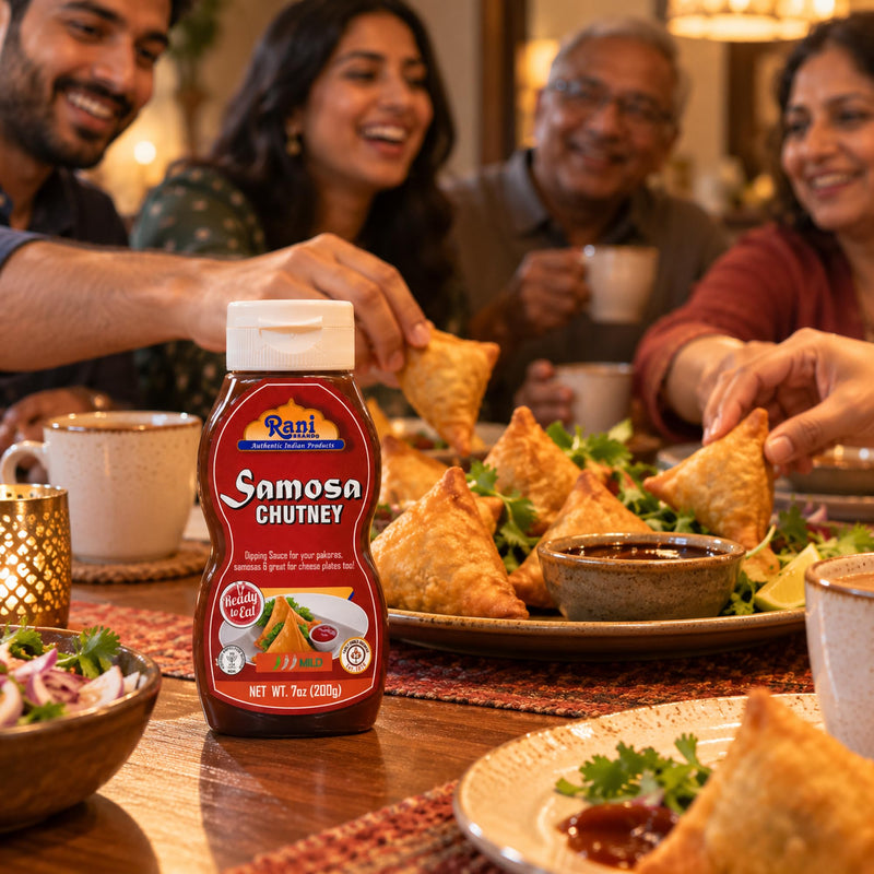 Rani Samosa Chutney (Sweet, Sour & Spicy Dipping Sauce) 7oz (200g) Glass Jar, Ready to eat, Vegan ~ Gluten Free | NON-GMO | Kosher | No Colors | Indian Origin