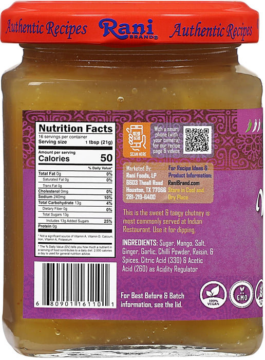 Rani Major Grey Mango Chutney (Indian Preserve) 12.3oz (350g) Glass Jar, Pack of 2, Ready to eat, Vegan ~ Gluten Free, All Natural, NON-GMO, Kosher