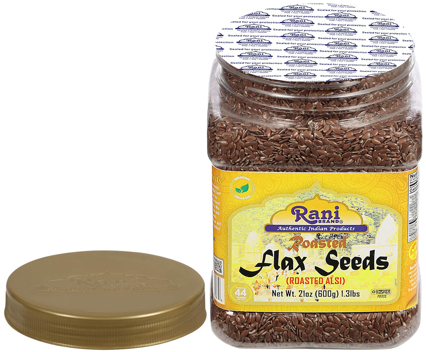 Rani Roasted Flax Seeds (Alsi, Linum usitatissimum) 21oz (1.3lbs) 600g PET Jar ~ All Natural | Gluten Friendly | Non-GMO | Kosher | Vegan | Indian Origin
