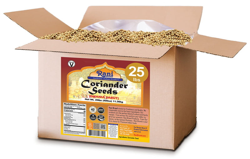 Rani Coriander (Dhania) Seeds Whole, Indian Spice, 400oz (25lbs) 11.36kg, Bulk Box ~ All Natural | Gluten Friendly | NON-GMO | Vegan | Indian Origin