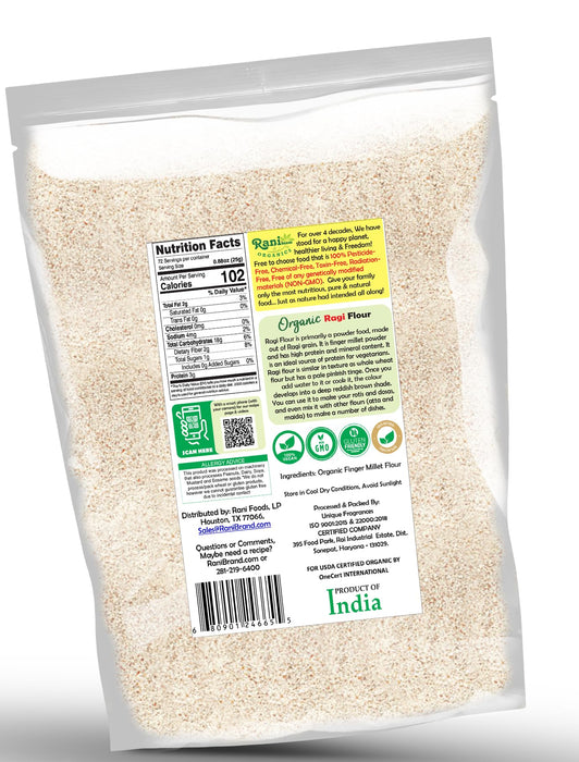 Rani Organic Ragi (Red Millet) Flour 64oz (4lbs) 1.81kg Bulk~All Natural | Vegan | Gluten Friendly | NON-GMO | Kosher | Indian Origin | USDA Certified Organic