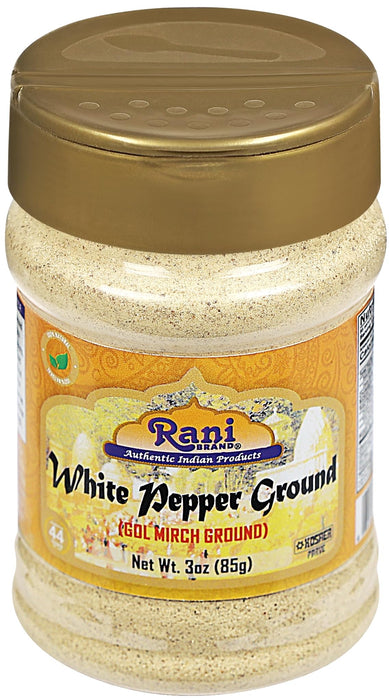 Rani White Pepper (Peppercorns) Ground, Spice 3oz (85g) ~ All Natural | Vegan | Gluten Friendly | NON-GMO | Kosher | Indian Origin