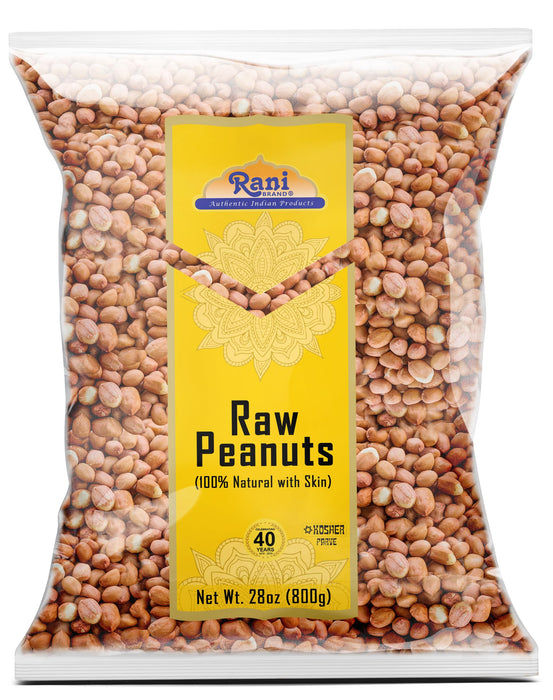 Rani Peanuts Raw Whole With Skin (uncooked, unsalted) 28oz (800g) ~ All Natural | Gluten Friendly | Kosher | Product of USA ~ Spanish Grade Groundnut/Red-skin
