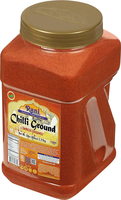 Rani Chilli Powder (Mirchi) Ground Indian Spice 80oz (5lbs) 2.27kg Bulk PET Jar ~ All Natural | Salt-Free | Vegan | Gluten Friendly | Kosher | NON-GMO