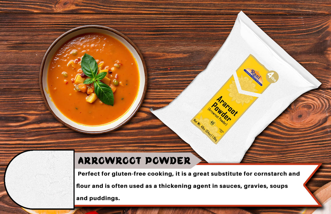 Rani Araroot (Arrowroot) Powder, Starch 64oz (4lbs) 1.81kg Bulk ~ All Natural | Gluten Friendly | No Color | Vegan | NON-GMO | Kosher | Indian Origin