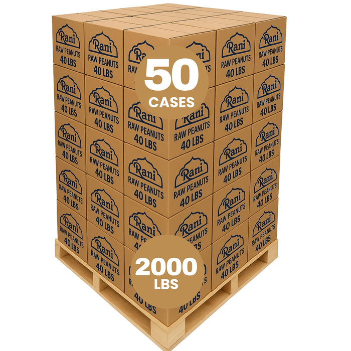 Rani Peanuts, Raw Whole With Skin (uncooked, unsalted) 40lbs (600oz) Bulk Box, 50 cases per Pallet ~ All Natural | Vegan | Gluten Friendly | Fresh Product of USA ~ Spanish Grade Groundnut/Red-skin