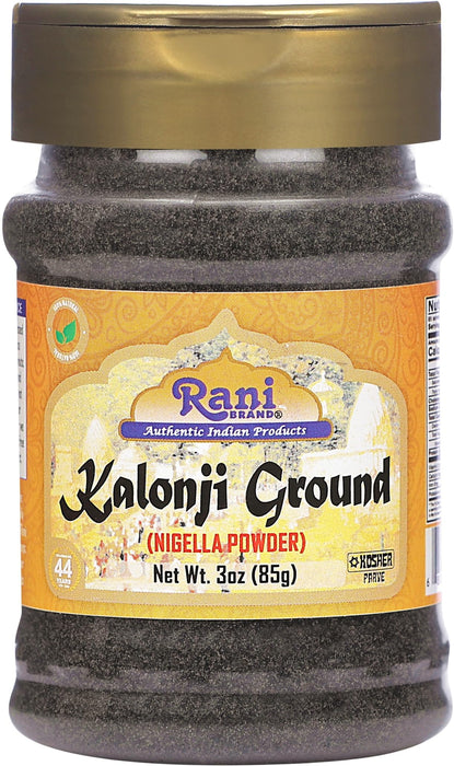 Rani Kalonji (Black Seed, Nigella Sativa, Black Cumin) Ground, Powder 3oz (85g) PET Jar ~ All Natural | Gluten Friendly | NON-GMO | Kosher | Vegan | Indian Origin