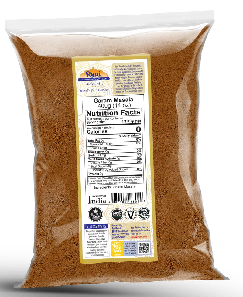 Rani Garam Masala Indian 11-Spice Blend 14oz (400g) ~ All Natural, Salt-Free | Vegan | No Colors | Gluten Friendly | NON-GMO | Kosher | Indian Origin