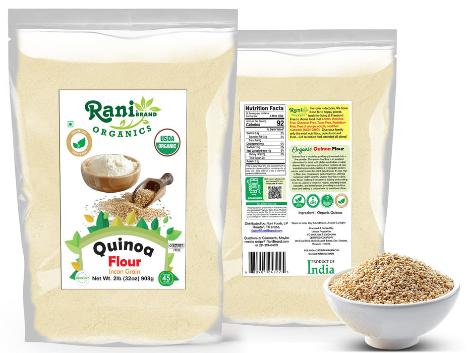 Rani Organic Quinoa Flour (Incan Grain) 32oz (2lbs) 908g ~ All Natural | Vegan | Gluten Friendly | NON-GMO | Kosher | Indian Origin | USDA Certified Organic