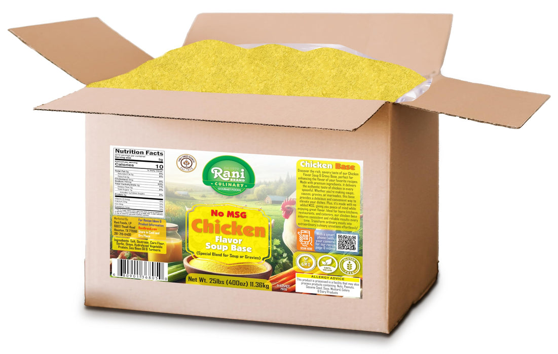 Rani Premium Chicken Base (Special Blend for Soup or Gravies) 400oz (25lbs) 11.36kg Bulk Box ~ All Natural | Gluten Friendly | NON-GMO | Kosher | Vegan | Indian Origin