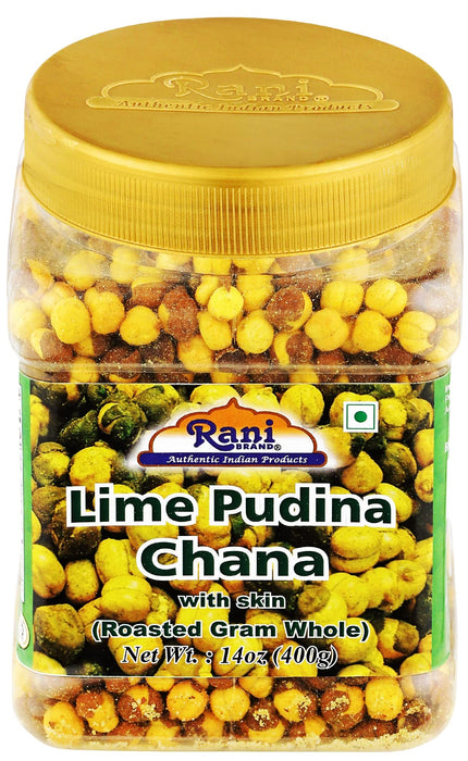 Rani Roasted Chana (Chickpeas) Lime Podina (Mint) 14oz (400g) ~ All Natural | Vegan | No Preservatives | No Colors | Ready to Eat | Indian Origin