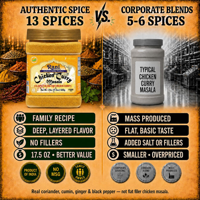 Rani Chicken Curry Masala Indian 13-Spice Blend 17.5oz (1.1lbs) 500g PET Jar ~ All Natural | Vegan | No Colors | Gluten Friendly | NON-GMO | Kosher | Indian Origin