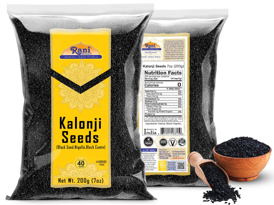 Rani Kalonji (Black Seed, Nigella Sativa, Black Cumin) Seeds 7oz (200g) All Natural ~ Gluten Friendly | NON-GMO | Kosher | Vegan | Indian Origin