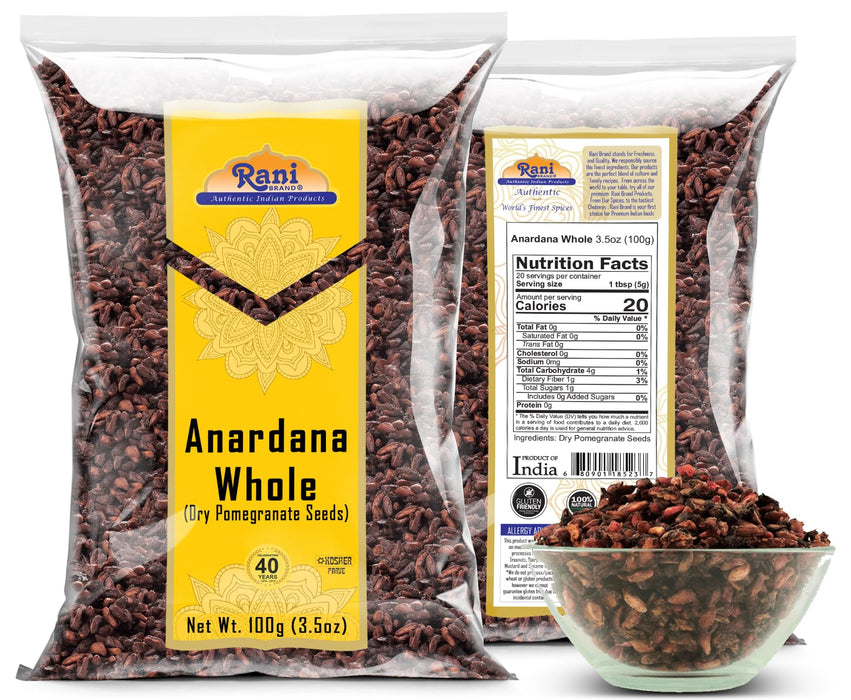 Rani Anardana (Pomegranate) Dry Whole Seeds Indian Spice 3.5oz (100g) ~ All Natural | No Color | Gluten Friendly | Vegan | NON-GMO | Kosher