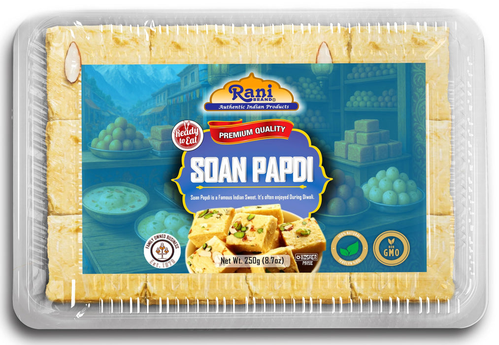 Rani Soan Papdi 8.7oz (250g) PET Jar, Pack of 6, Traditional Indian Sweets, Ready to eat ~ All Natural | Non-GMO | Kosher | Indian Origin