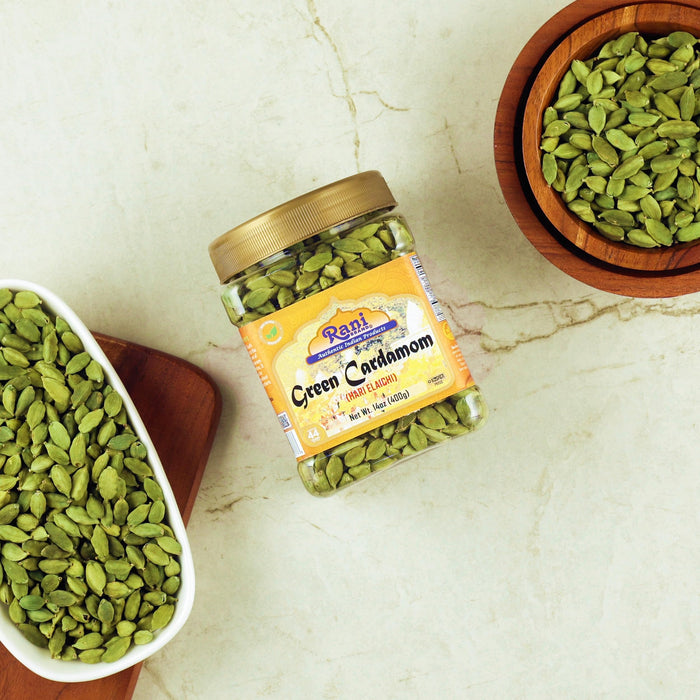 Rani Green Cardamom Pods Spice (Hari Elachi) 14oz (400g) PET Jar ~ All Natural | Vegan | Gluten Friendly | NON-GMO | Kosher | Product of India