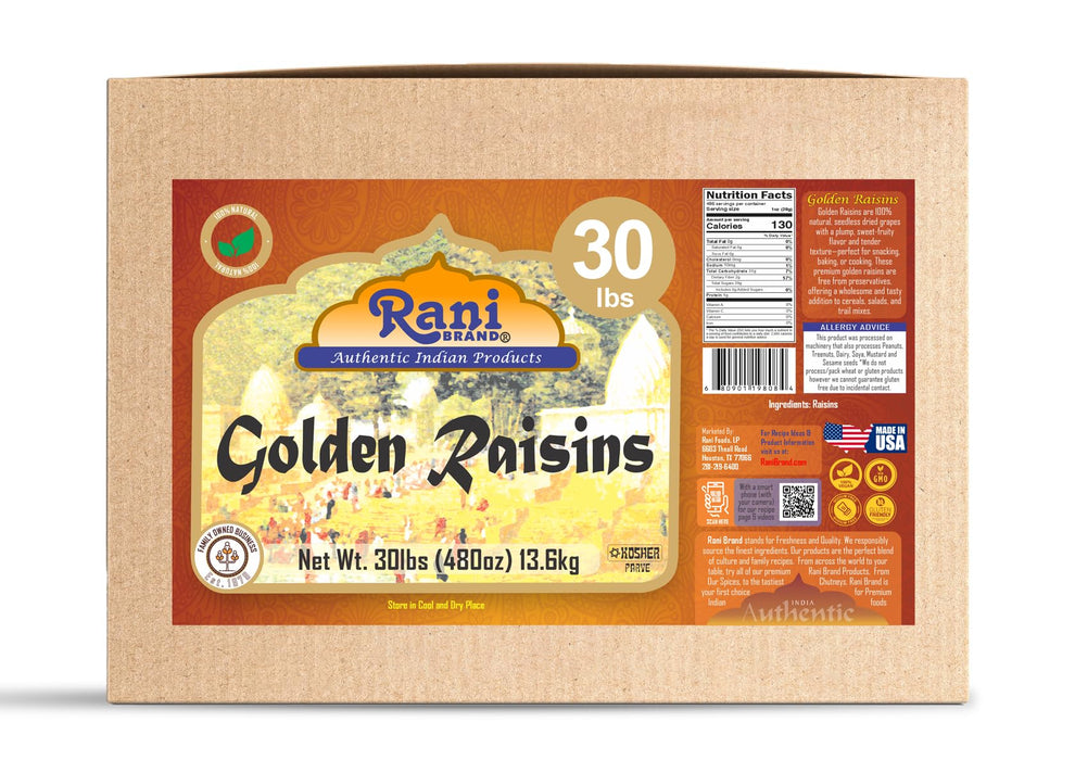 Rani Golden Raisins 480oz (30lbs) 13.6kg Bulk Box ~ All Natural | Gluten Friendly | NON-GMO | Kosher | Vegan | Product of USA