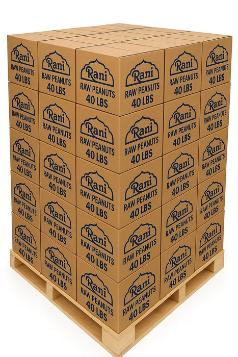 Rani Peanuts, Raw Whole With Skin (uncooked, unsalted) 40lbs (600oz) Bulk Box, 50 cases per Pallet ~ All Natural | Vegan | Gluten Friendly | Fresh Product of USA ~ Spanish Grade Groundnut/Red-skin
