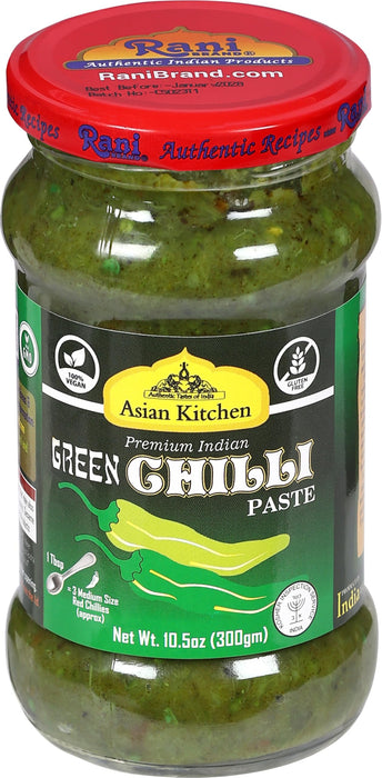 Rani Green Chilli Cooking Paste 10.58oz (300g) Glass Jar ~ Vegan | Gluten Free | NON-GMO | No Colors | Indian Origin