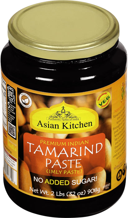 Asian Kitchen Tamarind Paste Puree (Imli) 32oz (908g) 2lbs Glass Jar, Gluten Free, No added sugar ~ All Natural | Vegan | NON-GMO | Kosher | No Colors