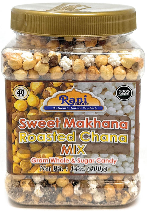 Rani Roasted Chana (Chickpeas) Sweet Mix Flavor 14oz (400g) PET Jar ~ All Natural | Vegan | No Preservatives | Gluten Friendly | Indian Origin