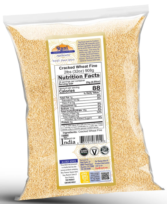 Rani Cracked Wheat Fine (Kansar, Bulgur, Similar to Wheat #1) 32oz (2lbs) 907g ~ All Natural | Vegan | No Colors | NON-GMO | Kosher | Indian Origin