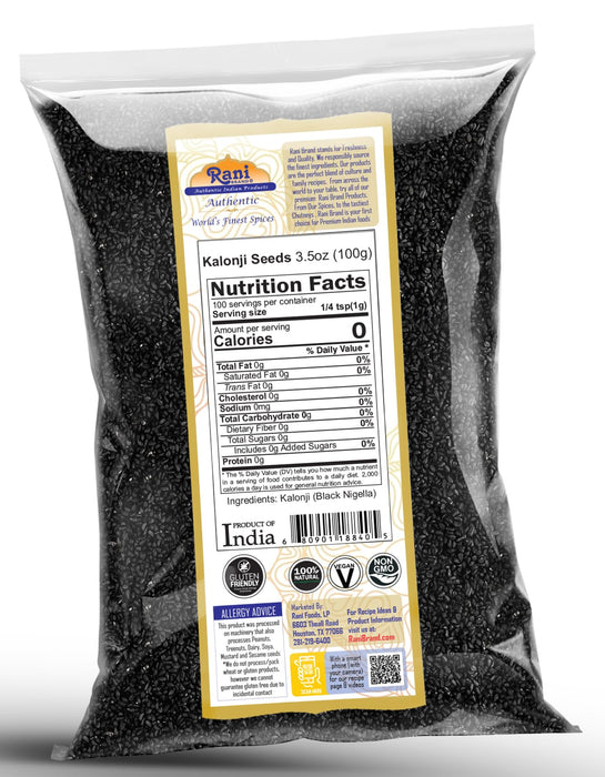 Rani Kalonji (Black Seed, Nigella Sativa, Black Cumin) Seeds 3.5oz (100g) All Natural ~ Gluten Friendly | NON-GMO | Kosher | Vegan | Indian Origin