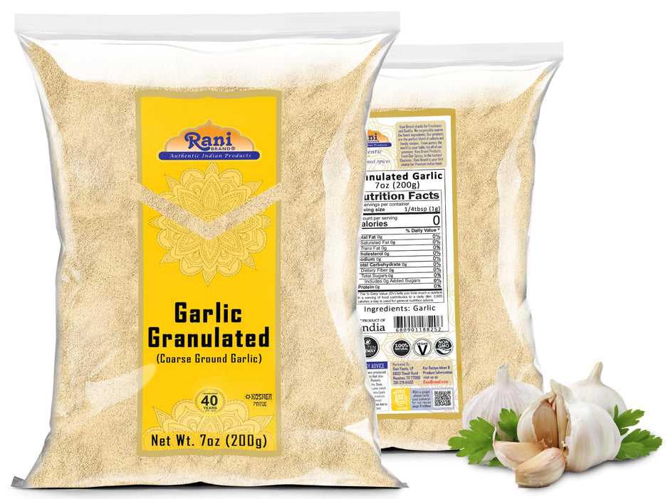 Rani Granulated Garlic (Coarse Ground Garlic) 7oz (200g) ~ All Natural | Gluten Friendly | Vegan | NON-GMO | Kosher | No Salt or fillers | Indian Origin