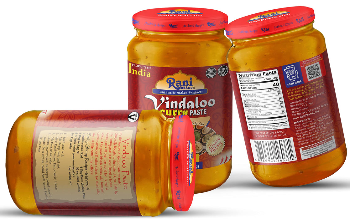Rani Vindaloo Curry Cooking Spice Paste, Hot! 26.5oz (750g) Glass Jar ~ No Colors | All Natural | NON-GMO | Vegan | Gluten Free | Indian Origin