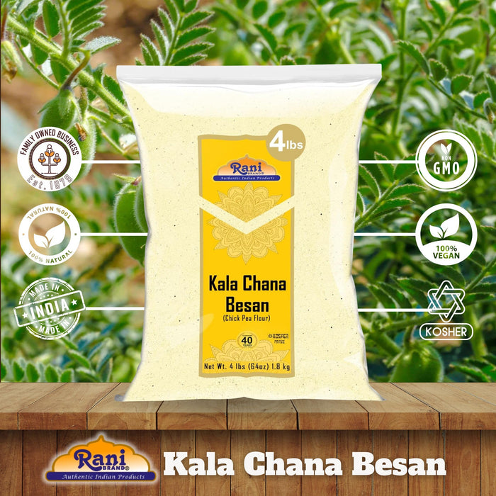 Rani Kala Chana Besan (Chick Peas Flour) 64oz (4lbs) 1.81kg Bulk ~ All Natural | Vegan | Gluten Friendly | NON-GMO | Kosher | Indian Origin