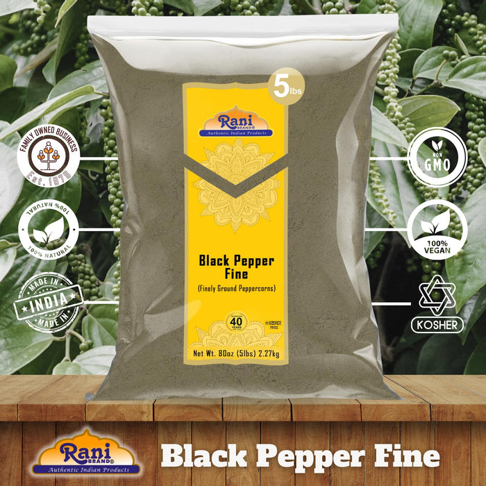 Rani Black Pepper Fine Powder 80 Mesh, 80oz (5lbs) 2.27kg Bulk ~ Gluten Friendly | Non-GMO | Kosher | All Natural