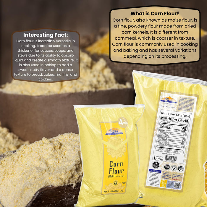 Rani Corn Flour (Makki ka Atta) 64oz (4lbs) 1.81kg Bulk ~ All Natural | Vegan | Gluten Friendly | NON-GMO | Kosher | Indian Origin