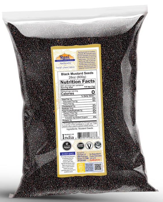 Rani Black Mustard Seeds Whole Spice (Kali Rai) 28oz (800g) ~ All Natural | Gluten Friendly | NON-GMO | Kosher | Vegan | Indian Origin