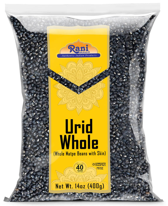 Rani Urid/Urad Whole Black (Matpe Beans with Skin) Indian Lentils 14oz (400g) ~ All Natural | Gluten Friendly | NON-GMO | Vegan | Indian Origin