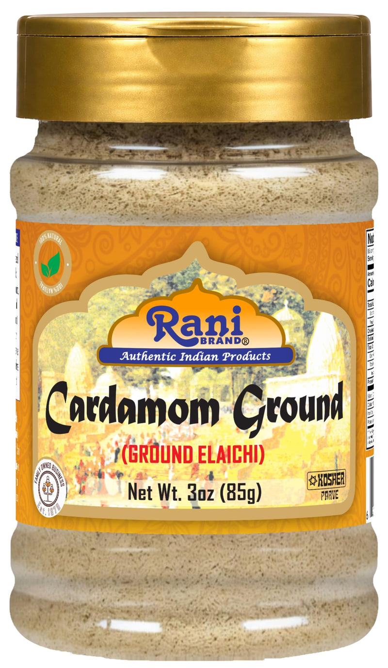 Rani Cardamom (Elachi) Powder 3oz (85g) PET Jar ~ All Natural | No Color added | Gluten Friendly | Vegan | NON-GMO