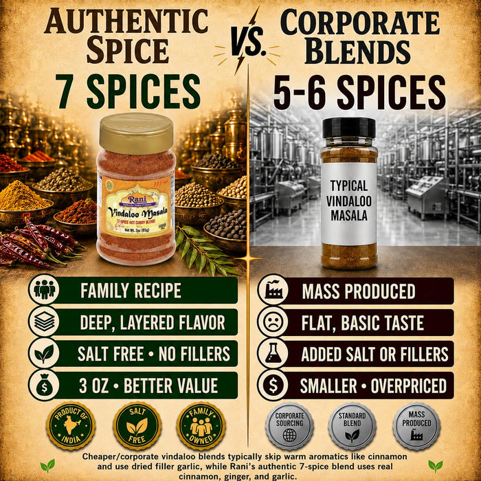 Rani Vindaloo Curry Masala 3oz (85g) PET Jar ~ Salt Free | Vegan | Gluten Friendly| NON-GMO | Kosher | No colors