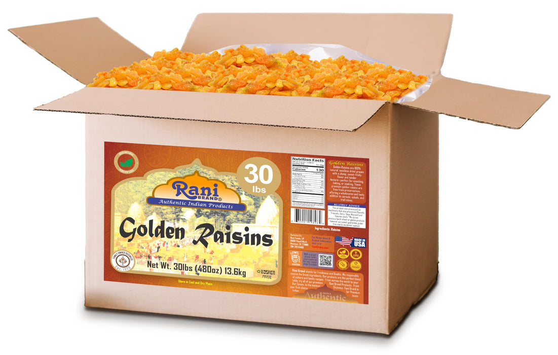 Rani Golden Raisins 480oz (30lbs) 13.6kg Bulk Box ~ All Natural | Gluten Friendly | NON-GMO | Kosher | Vegan | Product of USA