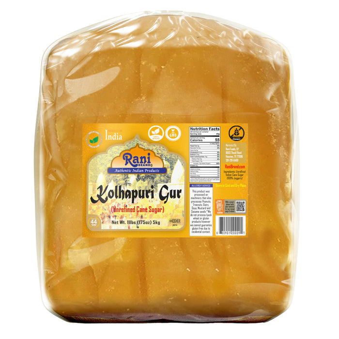 Rani Kolhapuri Gur (Jaggery) 5kg (11lbs) ~ Unrefined Cane Sugar, No Color added, Gluten Friendly | Vegan | NON-GMO | Kosher | No Salt or fillers