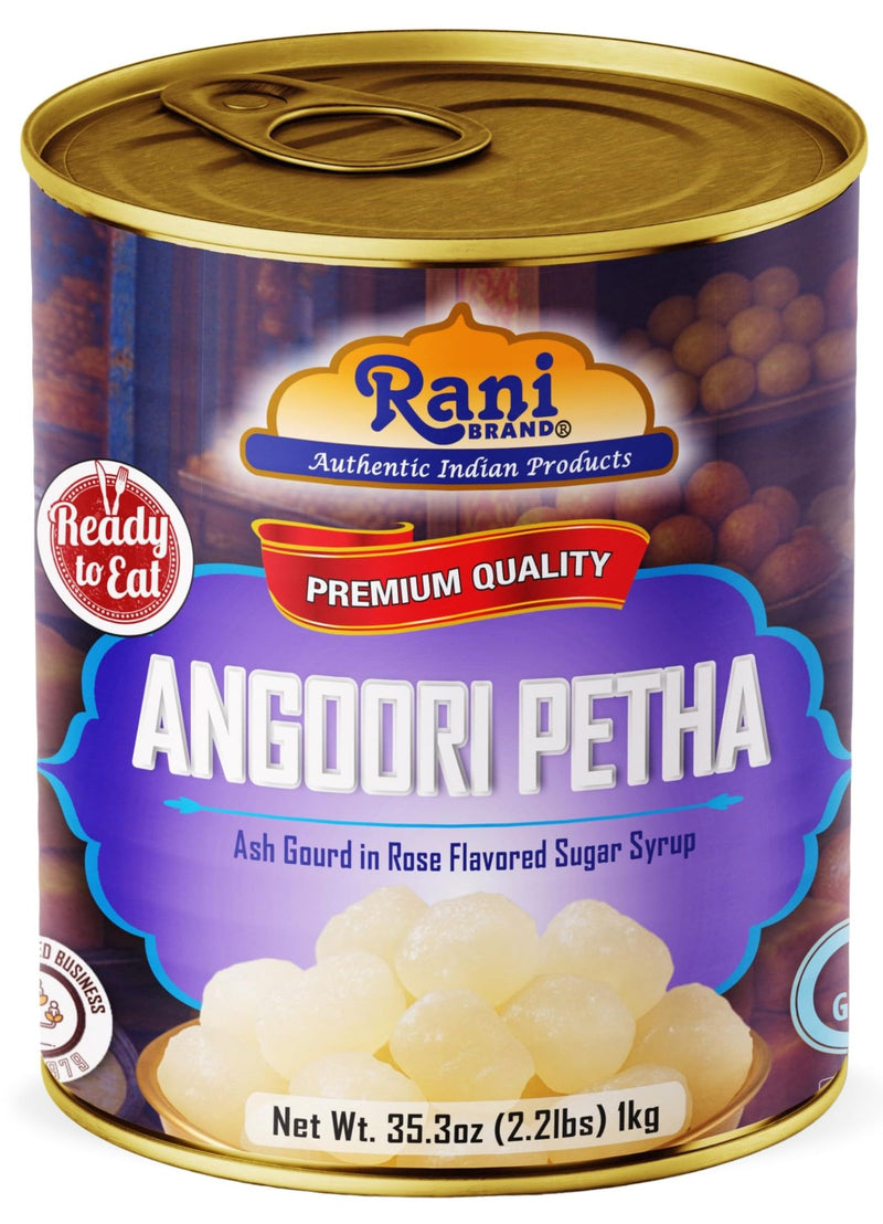 Rani Angoori Petha (Ash Gourd In Rose Flavored Sugar Syrup) 35.3oz (2.2lbs) 1kg, Approximately 14 pieces, Easy Open Lid ~ Ready to eat | Gluten Free | Non-GMO | Kosher | Indian Origin