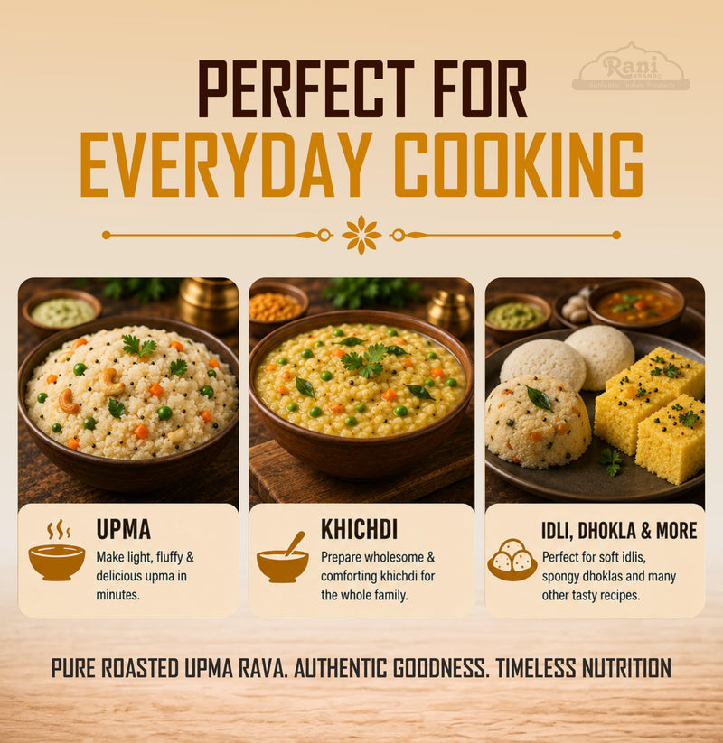Rani Roasted Upma Rava 32oz (2lbs) 908g ~ All Natural | Vegan | NON-GMO | Kosher | Indian Origin
