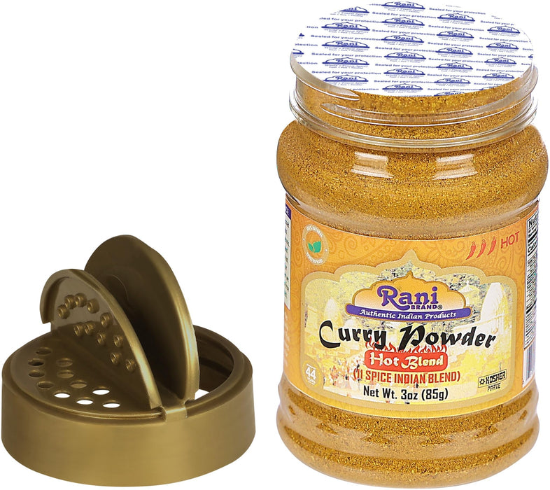 Rani Curry Powder Hot (11-Spice Authentic Indian Blend) 3oz (85g) PET Jar, Pack of 12 ~ All Natural | Salt-Free | Vegan | No Colors | Gluten Friendly | NON-GMO | Kosher | Indian Origin