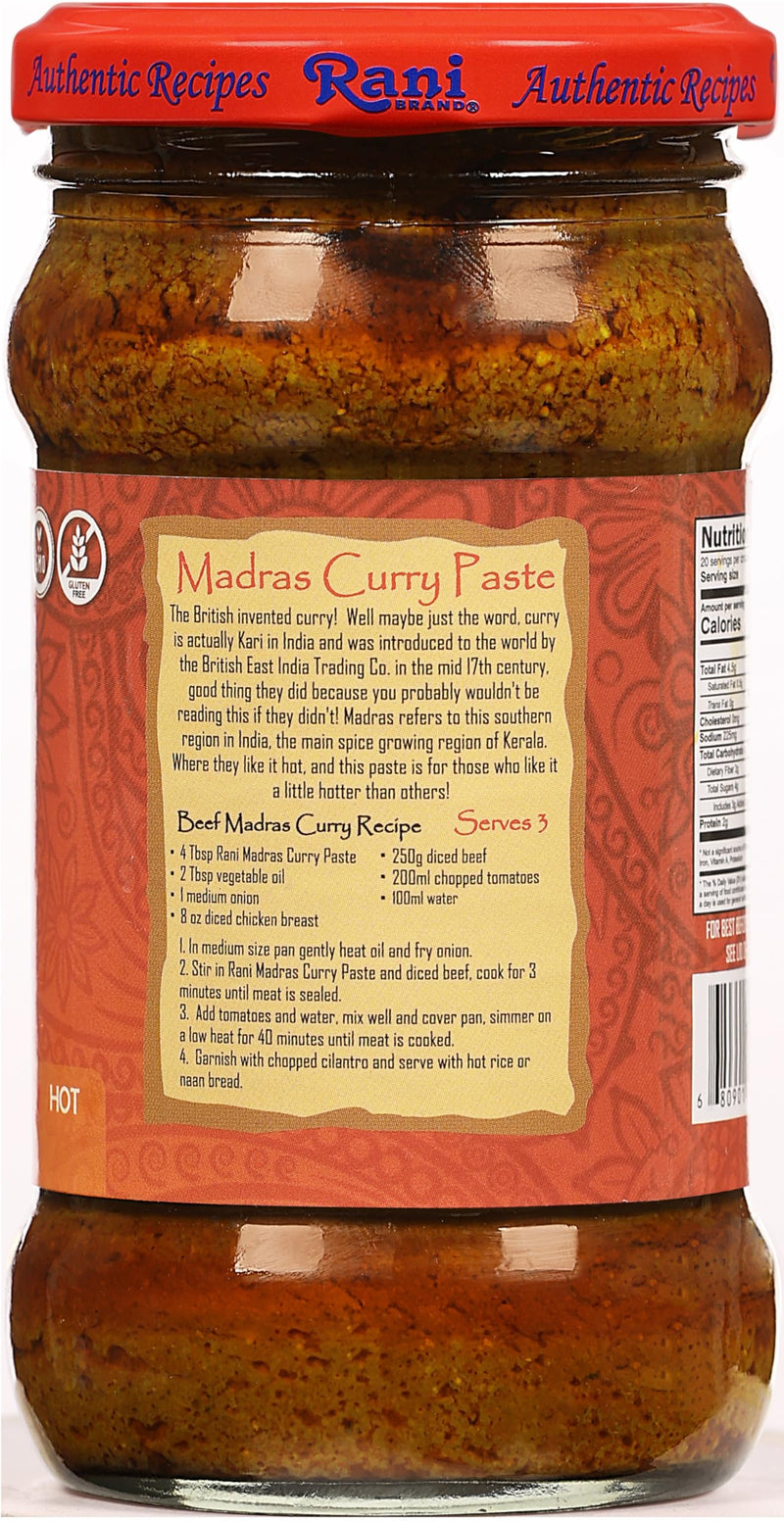 Rani Madras Curry Cooking Spice Paste 10.5oz (300g) Glass Jar ~ No Colors | All Natural | NON-GMO | Kosher | Vegan | Gluten Free | Indian Origin