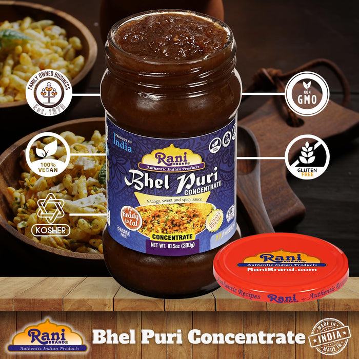 Rani Bhel Puri Concentrate (Sweet & Spicy Sauce) 10.5oz (300g) Glass Jar, Ready to Eat, Pack of 5+1 FREE ~ Vegan | Gluten Free | NON-GMO | Kosher | No Colors